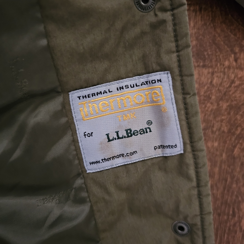 Lands' End Olive Green Quilted Jacket with Black Cordorouy Collar - Picture 3 of 10